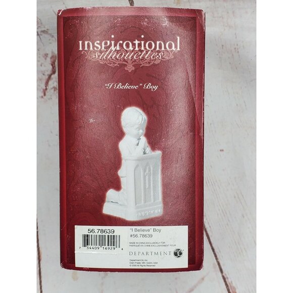 Rare Vintage Dept. 56 I Believe Boy White Porcelain Inspirational Silhouettes Co - Picture 6 of 12